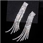Argent Couleur Strass Cristal Long Gland Boucles d'oreilles pour Les Femmes Nuptiale Boucles d'oreilles Pendantes Bijoux De Mari