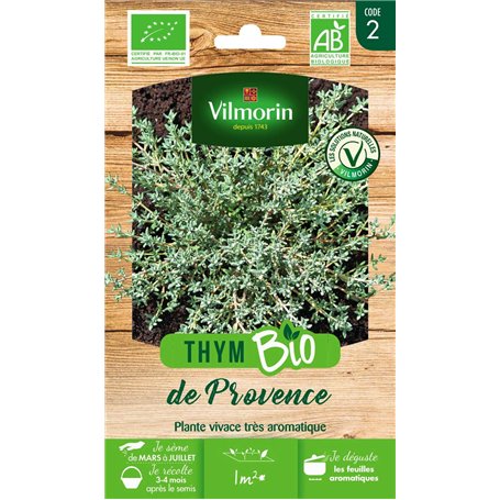 Vilmorin - Thym de Provence Bio - Plante aromatique bisannuel - incourtournable de la Cuisine méridionale -
