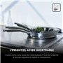 BAUMALU - Faitout avec Couvercle Verre - Acier Inoxydable - Tous Feux dont Induction - Triple Fond Diffuseur, Répartition Homogè