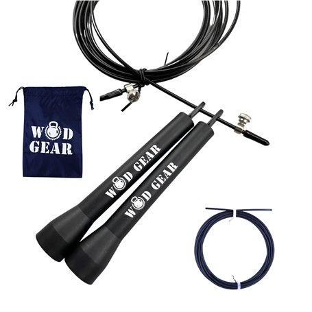 WODGEAR Corde à sauter Crossfit pour WOD/Double Unders Cordes pour adulte (homme et femme) de 3 m avec poignées en aluminium