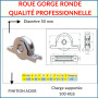 DECO FER FORGE- Roue Galet de Portail Coulissant Rainure Gorge Ronde en U- Roulette Portail Coulissant A Encastrer- Diamètre Rou
