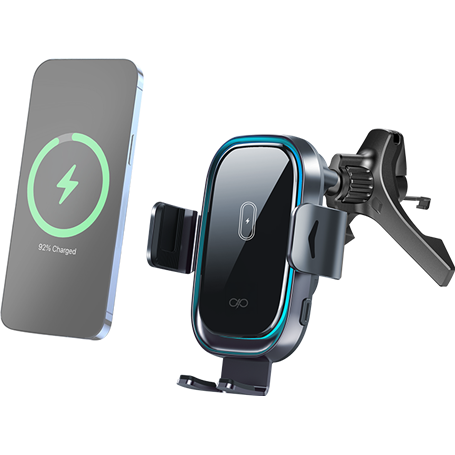 Chargeur sans fil voiture 15W Qi Support Ventilation Noir + Garantie à vie Force Power Lite