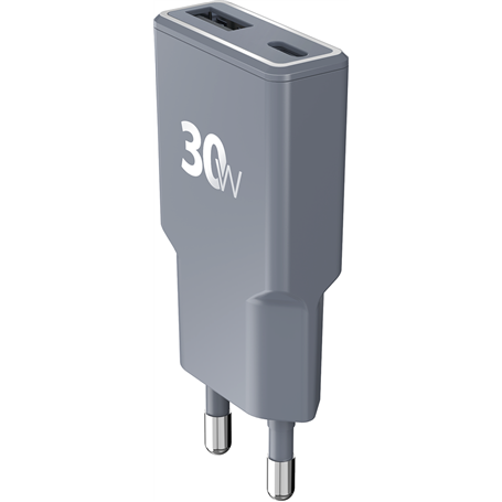 Chargeur USB A + USB C Pocket 30W Power Delivery UltraGaN Gris + Garantie à vie - Origine France Garantie Force Power