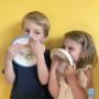 PETIT JOUR - Coffret Cadeau 5 Pièces Pour Enfant 6Mois+ - Mélamine - Sans BPA - Assiette 18cm, Timbale 160ml, Bol 250ml, Set De