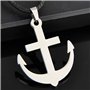 ZENSE - Collier homme croix ancre marine en acier inoxydable ZP0208 - Avec cordon 45 cm