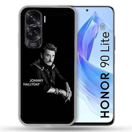 Coque Renforcée pour Honor 90 Lite 5G Musique Johnny Hallyday Noir