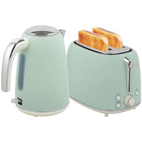HOMCOM Ensemble bouilloire et grille-pain en inox 2200 W et 1