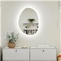 HOMCOM Miroir Salle de Bain 70 x 50 cm, Miroir Mural asymétrique, Miroir Salle de Bain avec éclairage LED - Interrupteur Tactile
