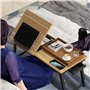 HOMCOM Table de lit Pliable et réglable, Plateau pour Ordinateur Portable avec Plateau inclinable, tiroir, Bureau de lit en Bamb