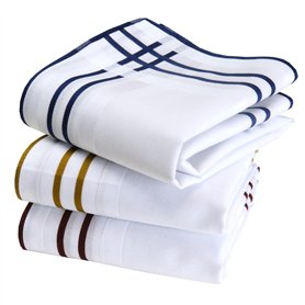 Mouchoirs Tissu Homme Premium 100% Coton Peigné - 45cm x 45cm - 3 Pièces - Modèle A19 Mouchoirs Tissu Homme Premium 100% Coton Peigné - 45cm x 45cm - 3 Pièces - Modèle A19