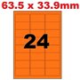 1200 Étiquettes fluo orange 63.5 x 33.9 = 50 feuilles A4 de 24 étiquettes autocollante papier fluo fluorescent orange néon orang