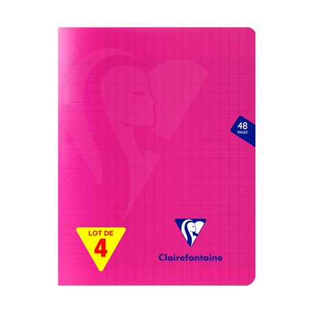 Clairefontaine 313751AMZC Un lot de 4 Cahiers Agrafés Mimesys - 17x22 cm - 48 Pages Grands Carreaux - Papier Blanc 90 g - Couver