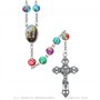 BOBIJOO JEWELRY - Chapelet Catholique Lourdes Perles Argile Nature Jesus Médaille Croix Fleur de Lys