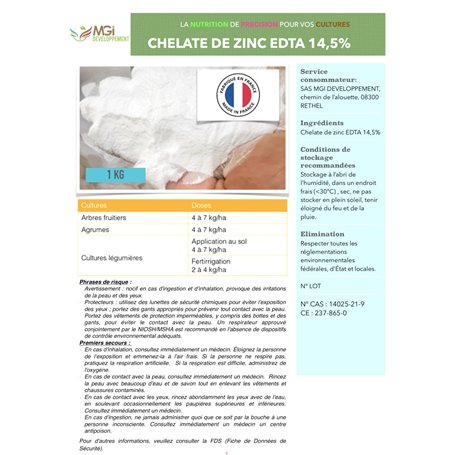 Chélate de Zinc EDTA 14