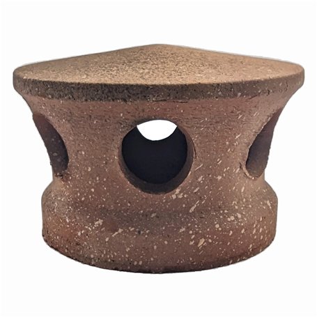 Lanterne de toiture en terre cuite rouge clair tacheté noir et blanc