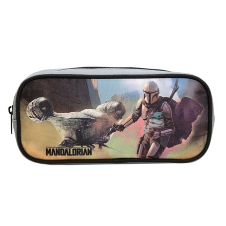 Bagtrotter Trousse Scolaire rectangulaire Star Wars/The Mandalorian Noire et Grise