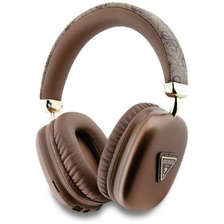 CG Mobile Guess Casque sans Fil en Cuir PU avec Logo Triangle 4G Marron