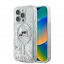 CG MOBILE Karl Lagerfeld Magsafe Coque Rigide à Paillettes liquides avec tête Karl & Choupette pour iPhone 16 Pro