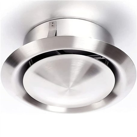 DOMUX Bouche VMC 125 mm Inox - Bouche aération réglable ronde 125 mm - Extraction ou insufflation - En acier inoxydable 304 pour