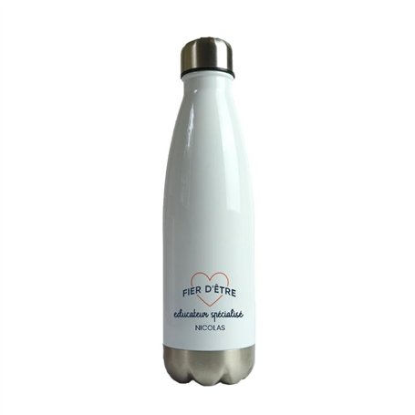 CADEAUX.COM - Gourde Personnalisable - Fier d'être Educateur Spécialisé- Gourde Isotherme Personnalisée - 500ml - Bouteille Ther