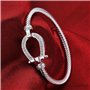 CYSJ 925 Sterling Silver Filled Horse Shoe Bangle Fer à Cheval Goutte d'eau Bracelet Bijoux Femmes Saint Valentin Cadeau