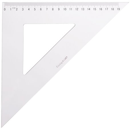 Graph'it - Equerre Plastique Transparente Graduée 30 cm - 45 Degrés - Outil de Dessin Scolaire et Professionnel - Double Bordure