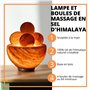 Lampe de Sel Bol avec 4 Boules Massage - Sculptée à la main -Ampoule et Câble Fournis - Décoration Relaxante-Purification d'Air 
