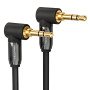 deleyCON 1m Câble Jack 3,5 mm - Câble Audio Stéréo - Fiche Jack Coudée à 90° - pour PC, Ordinateur Portable, Smartphone, Tablett