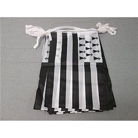 AZ FLAG - Guirlande Drapeau Bretagne - 12 Mètres Avec 20 Drapeaux Breton - France De 45x30 cm - Fanions 100% Polyester - 200g