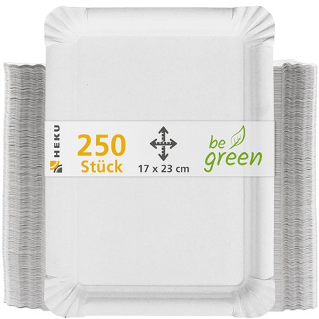 Heku Lot de 250 assiettes en carton Blanc 17 x 23 cm