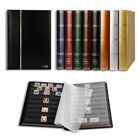 Prophila Collection 64 pages noires - Album pour timbres - Couverture matelassée noire