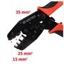 WETEC Pince à sertir pour 15-25-35 mm² - Pour embouts de câble isolés et non isolés selon la norme DIN 46228, avec mécanisme à c