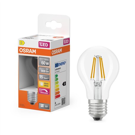 OSRAM Lampe LED Superstar forme d'ampoule A60 filament dimmable