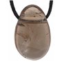 Pendentif goutte d'eau en quartz fumé avec bracelet en cuir