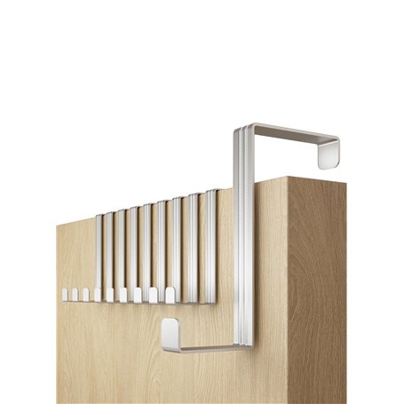 4smile Porte-manteau de porte - 10 crochets en acier inoxydable - Fixation utilisable des deux côtés - Cintre avec patins en feu