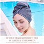 Carenesse Cheveux Turban tête Gris Anthracite avec Bouton 100% Coton, 24 x 70 cm, Serviette pour Cheveux, Chiffon Sec, Serviette