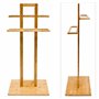 Relaxdays 10013083 Porte-serviettes sur pied en bois de bambou HxlxP: 85 x 37 x 25 cm 2 barres pour 2 serviettes salle de bain s