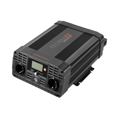 Technaxx Onduleur Voiture Pur Sinus 3000W – Convertisseur de Puissance 12V DC à 230V AC – 2X Prises 230V + USB-C & QC 3.0 – Écra