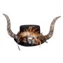 MIMIKRY Voodoo Cylindre Papa Legba avec cornes Tête de mort Plumes Noir Taille 58-59