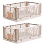 Brandsseller Boîte pliante S Lot de 2 Panier à Provisions stable Corbeille de Transport empilable Caisse de Rangement - Naturel
