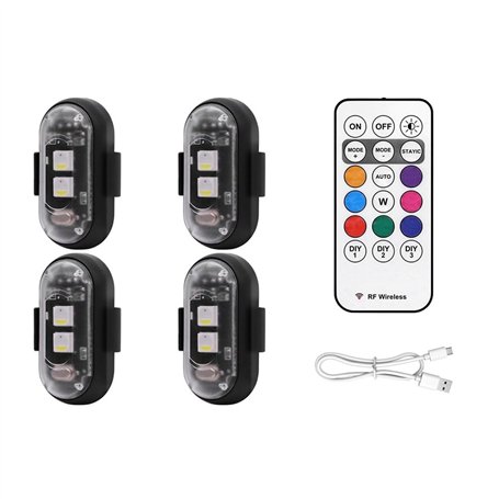 Lot de 4 lumières stroboscopiques LED sans avec télécommande