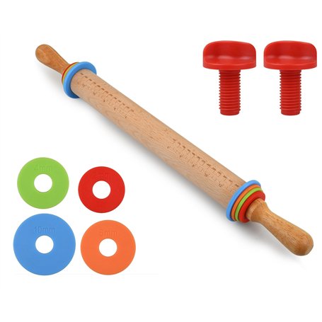 ds. distinctive style Rouleau à pâtisserie avec 4 anneaux d'épaisseur réglable de 34 cm pour pâtisserie