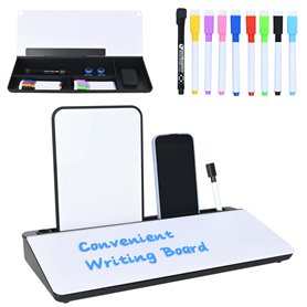 Hivexagon Tableau blanc de bureau avec 4 compartiments, emplacement pour téléphone et tablette + mini tableau blanc magnétique s Hivexagon Tableau blanc de bureau avec 4 compartiments