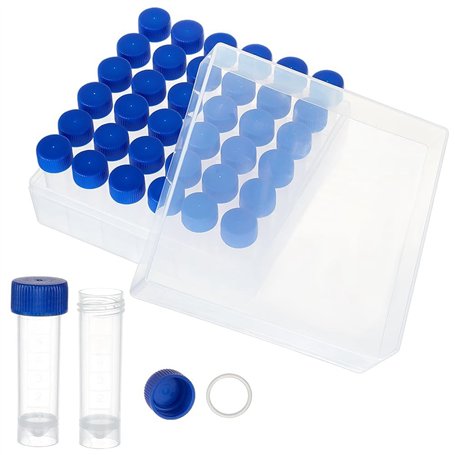 Willoghsa Lot de 36 tubes à essai en plastique de 5 ml avec bouchon à vis