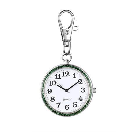 JewelryWe Montre d'Infirmière Homme Femme- Montre Surface de Chiffres Arabes & Porte-clés Sac à Dos Boucle & Boîtier en Diamant