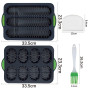 2 Pièces Moule à Pain,Moule Baguette Silicone 3 Grilles,Plaque à Pain Baguette Français Antiadhésif avec Couteau en Silicone et