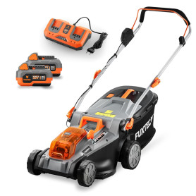 Fuxtec Tondeuse à Gazon sans Fil 40V (2x20V) E2RM43 Set Batteries et Chargeur - Largeur De Coupe 43cm, 40L, Hauteur De Coupe ...