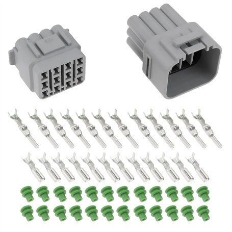 LT Easiyl Lot de 2 paires de connecteurs électriques étanches à 12 broches mâle et femelle avec bornes et joints pour câblage de