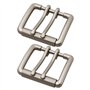 SG Store Lot de 2 boucles de ceinture en cuir à double broche - Diamètre intérieur : 40 mm - Convient pour les sangles de 40 mm
