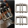 SG Store Lot de 2 boucles de ceinture en cuir à double broche - Diamètre intérieur : 40 mm - Convient pour les sangles de 40 mm 